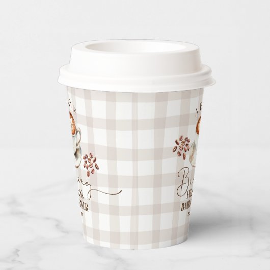A Baby is Brewing Coffee Theme Baby Shower Papieren Bekers (Rechts)