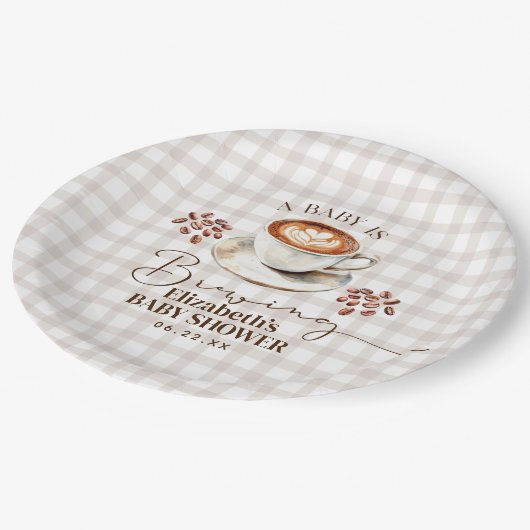 A Baby is Brewing Coffee Theme Baby Shower Papieren Bordje (Gekanteld)