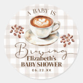A Baby is Brewing Coffee Theme Baby Shower Sticker (Voorkant)