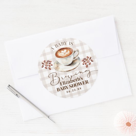 A Baby is Brewing Coffee Theme Baby Shower Sticker (Envelop)