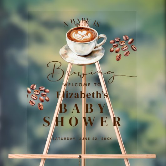 A Baby is Brewing Coffee Theme Baby Shower Welcome Acryl Bord (Neutraal)