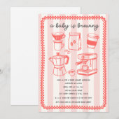 A Baby Is Brewing Doodle Girl Pink Baby Shower Kaart (Voorkant / Achterkant)