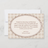 A Baby is Brewing Gingham Coffee Baby Shower Bedankkaart (Achterkant)