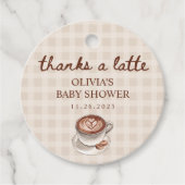 A Baby is Brewing Gingham Coffee Baby Shower Gift Bedankjes Labels (Voorkant)