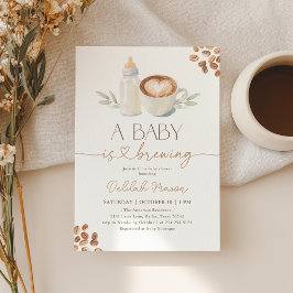A Baby is Brewing Gingham Coffee Baby Shower Kaart