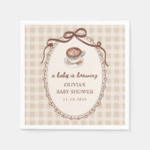 A Baby is Brewing Gingham Coffee Baby Shower Servet (Voorkant)