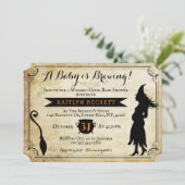 "A Baby is Brewing"  Halloween Baby shower Kaart (Staand voorkant)