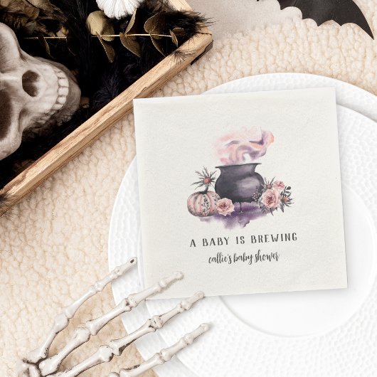 A Baby Is Brewing | Halloween Baby Shower Servet