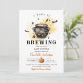 A Baby is Brewing Halloween Cauldron Baby Shower Kaart (Staand voorkant)