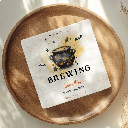 A Baby is Brewing Halloween Cauldron Baby Shower Servet