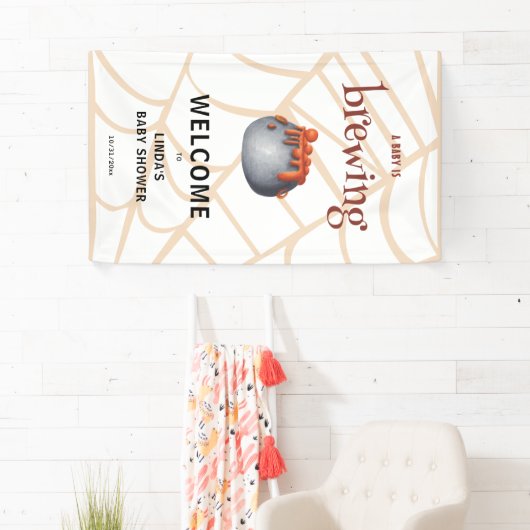 A Baby is Brewing Halloween Welcome Baby Shower Spandoek (Insitu)