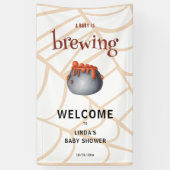 A Baby is Brewing Halloween Welcome Baby Shower Spandoek (Verticaal)