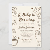 A Baby is Brewing Hand Drawn Coffee Baby Shower Kaart (Voorkant)