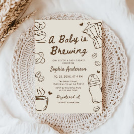 A Baby is Brewing Hand Drawn Coffee Baby Shower Kaart