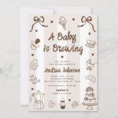 A Baby is Brewing Hand Drawn French Baby Shower Kaart (Voorkant)