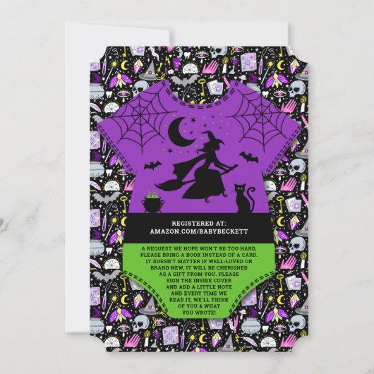 "A Baby is Brewing" modern halloween Baby shower Kaart (Achterkant)