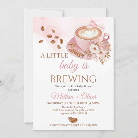 A Baby Is Brewing Oh Baby Coffee Beans Baby Shower Kaart (Voorkant)