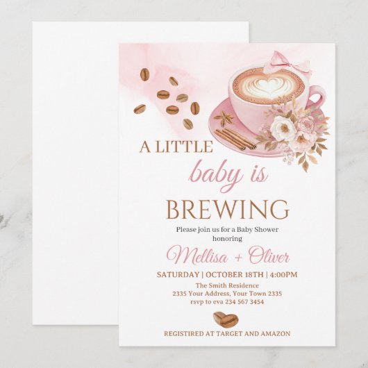 A Baby Is Brewing Oh Baby Coffee Beans Baby Shower Kaart (Voorkant / Achterkant)