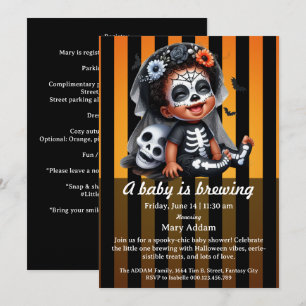 A Baby is Brewing, Orange Halloween Baby Shower Kaart