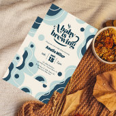 A Baby is Brewing Retro Blue Coffee Baby Shower Kaart