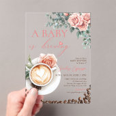 A Baby is Brewing Romantic Coffee Baby Shower Acryl Uitnodigingen (Insitu (Draagbaar))