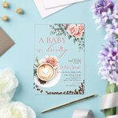 A Baby is Brewing Romantic Coffee Baby Shower Acryl Uitnodigingen (Insitu (Huwelijk))