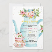 A Baby Is Brewing Tea Party Baby Shower Invitation Kaart (Voorkant)