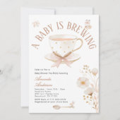 A Baby Is Brewing Tea Party Bow Baby Shower Pastel Kaart (Voorkant)