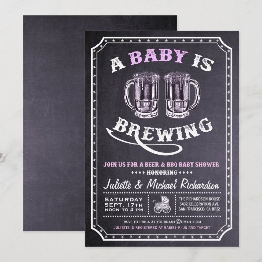 "A Baby is Brewing" Uitnodigingen voor babydouches (Voorkant / Achterkant)