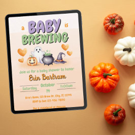 "a Baby is Brewing" waterverf schattig baby shower Kaart