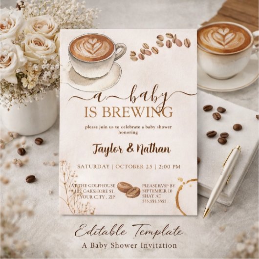 a baby prepares a baby shower invitation kaart