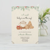 A baby shower invitation with delicate floral kaart (Staand voorkant)