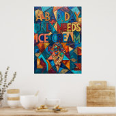 A Bad Day Only Needs Ice Cream Geometrische Quote Poster (Keuken)