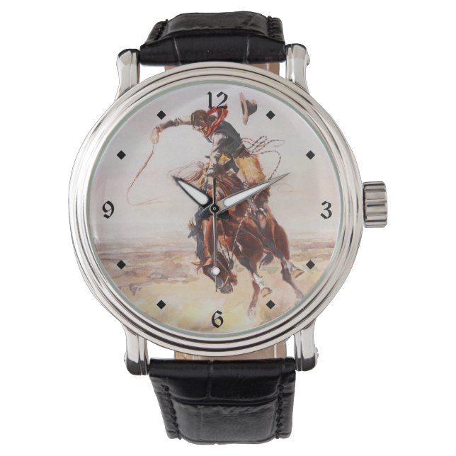 A Bad Hoss Charles Russell Fine Art Horloge (Voorkant)