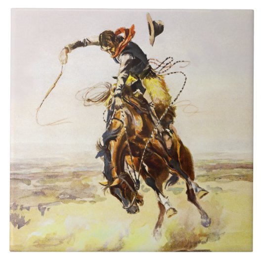 “A Bad Hoss” door Charles M Russell Tegeltje (Voorkant)