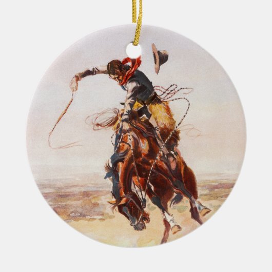 A Bad Hoss door Charles Marion Russell in 1904 Keramisch Ornament (Voorkant)