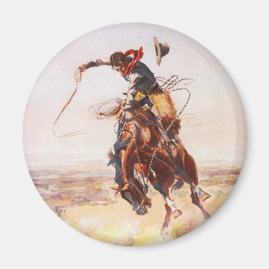 A Bad Hoss door Charles Marion Russell in 1904 Magneet (Voorkant)