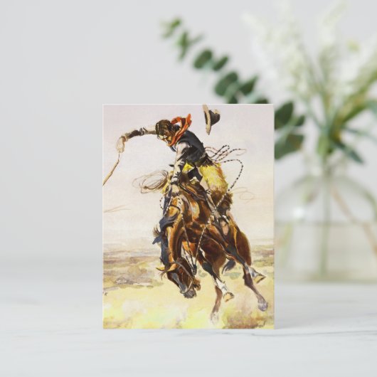 "A Bad Hoss" van Charles M Russell Briefkaart (Staand voorkant)