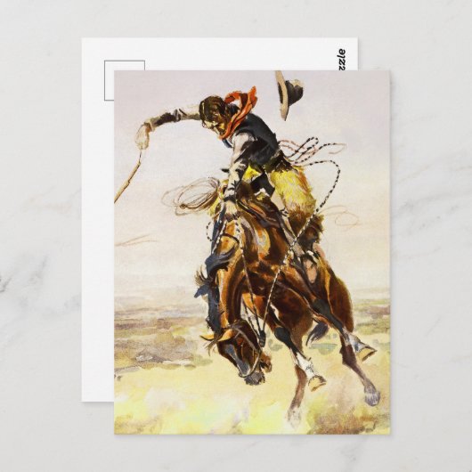"A Bad Hoss" van Charles M Russell Briefkaart (Voorkant / Achterkant)