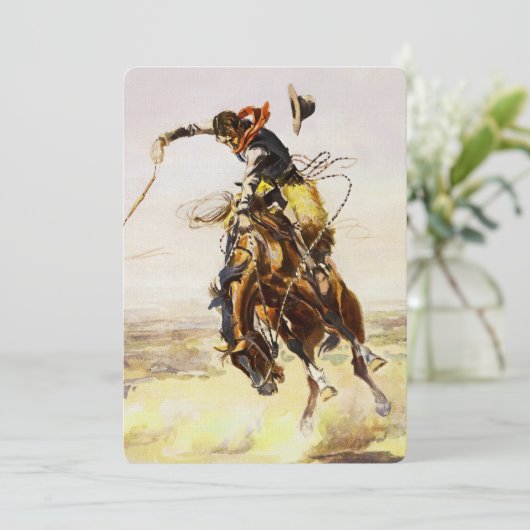 "A Bad Hoss" van Charles M Russell Kaart (Staand voorkant)