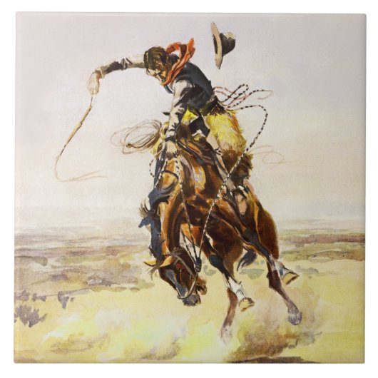 "A Bad Hoss" van Charles M Russell Tegeltje (Voorkant)