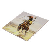 "A Bad Hoss" van Charles M Russell Tegeltje (Zijkant)