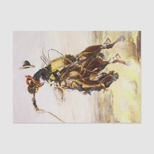 "A Bad Hoss" van Charles M Russell Tissuepapier (Voorkant)