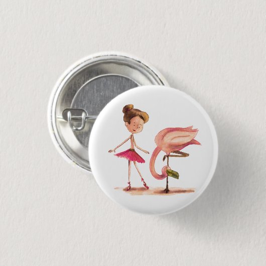 A Bailarina e o Flamingo Ronde Button 3,2 Cm (Voorkant /achterkant)