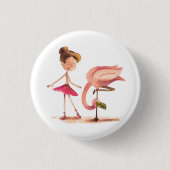 A Bailarina e o Flamingo Ronde Button 3,2 Cm (Voorkant)