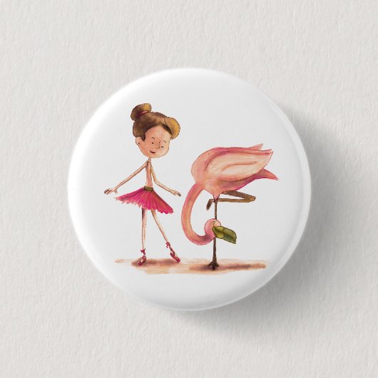 A Bailarina e o Flamingo Ronde Button 3,2 Cm (Voorkant)