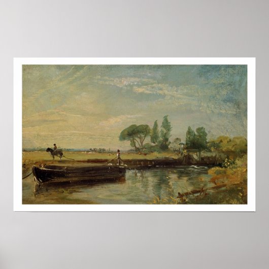 A Barge under Flatford Lock, c.1810 (olie op canva Poster (Voorkant)