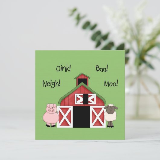 A Barnyard Birthday - Boerderij-thema Uitnodiging (Staand voorkant)