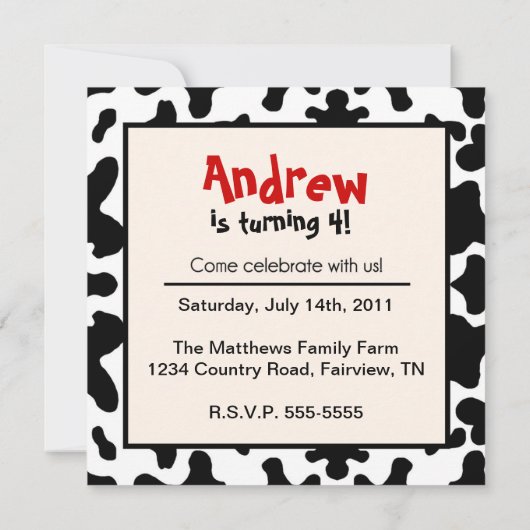 A Barnyard Birthday - Boerderij-thema Uitnodiging (Achterkant)