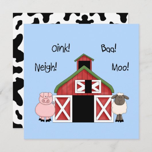 A Barnyard Birthday - Boerderij-thema Uitnodiging (Voorkant / Achterkant)